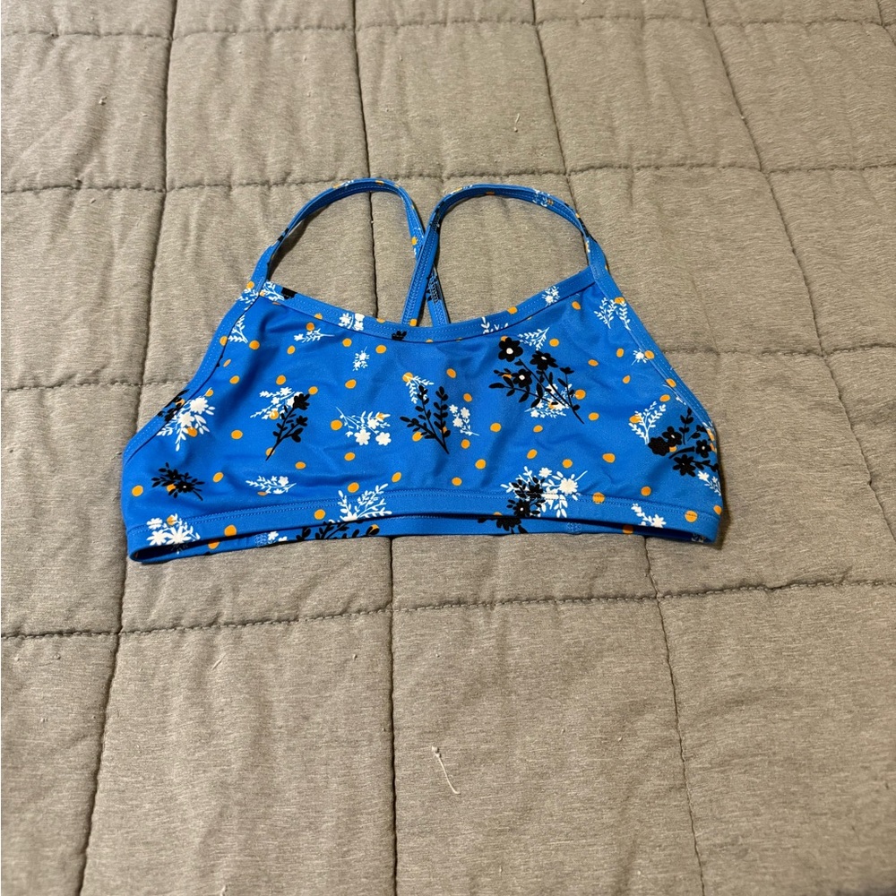 Jolyn Leonz Blue Floral & Yellow Dot Bikini Top